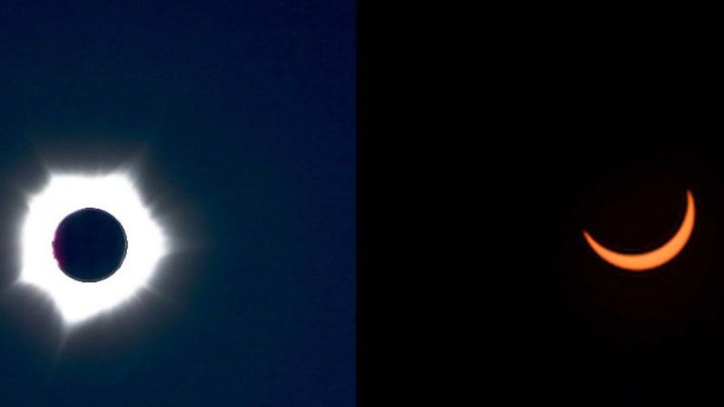Фото редкого гибридного солнечного затмения появилось в сети