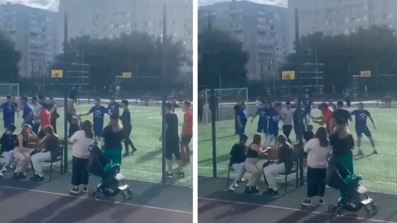 Драка Игроки подрались во время футбольного матча в Казахстане