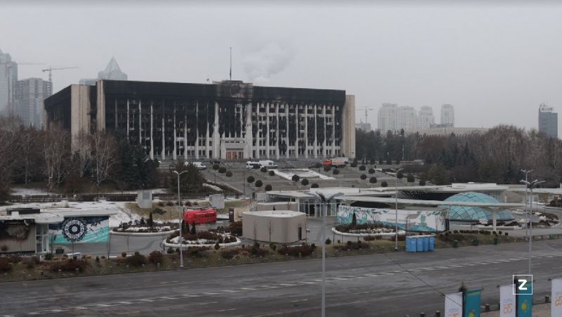 Сгоревший акимат Алматы Акимат Алматы
