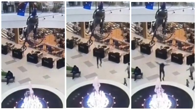 Прыжок в фонтан ТРЦ зал происшествие