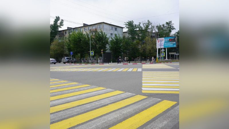 экспериментальная дорожная разметка Костанай, дорога, экспериментальная разметка, ДП