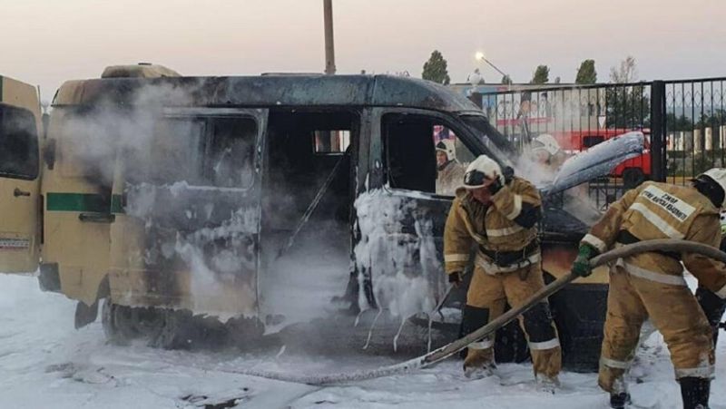 Инкассаторская машина сгорела в Актау