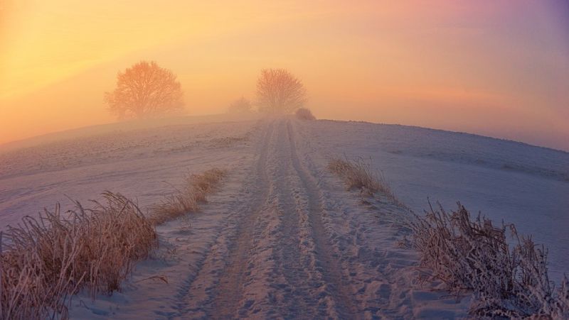 дорога, плохая видимость штормовое предупреждение