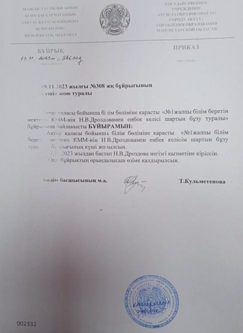 Не восстановили в должности: школьники заступились за уволенного учителя  Актау