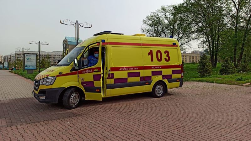 Машина скорой помощи В Уральске сгорела