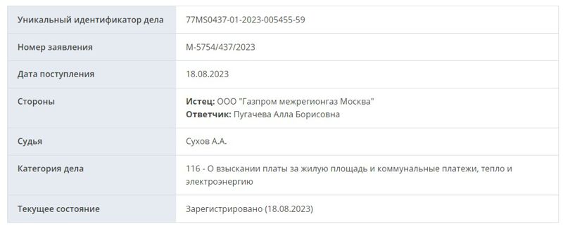 Алла Пугачёва плата иск
