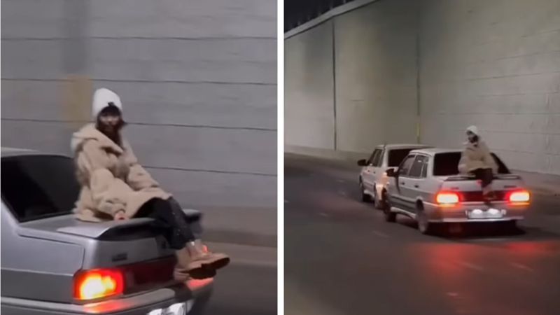 Шымкент, девушка на капоте, нарушение ПДД Девушка, прокатившаяся на капоте Lada по Шымкенту, извинилась перед казахстанцами