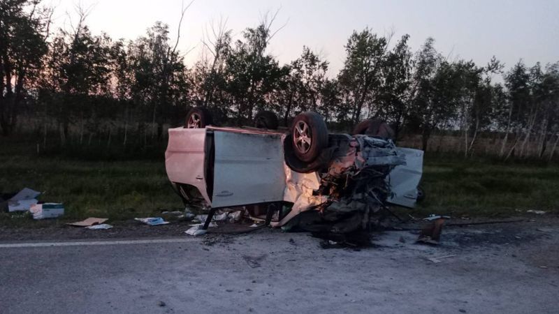 Апатқа ұшыраған көлік Қостанай облысы, Қостанай-Сарыкөл автожолы, Октябрь ауылы