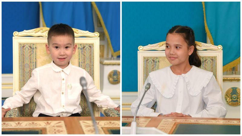 Казахстанским детям позволили "примерить" кресло президента