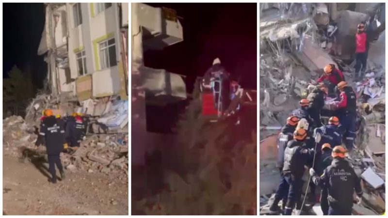 Казахстанские спасатели вытащили из-под завалов женщину в Турции