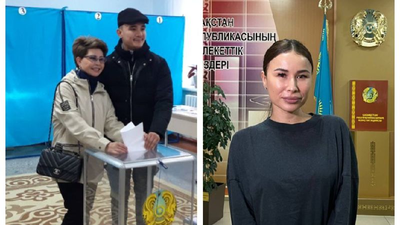 Роза Рымбаева, Али Окапов и Луина Роза Рымбаева, Али Окапов и Луина проголосовали на выборах президента