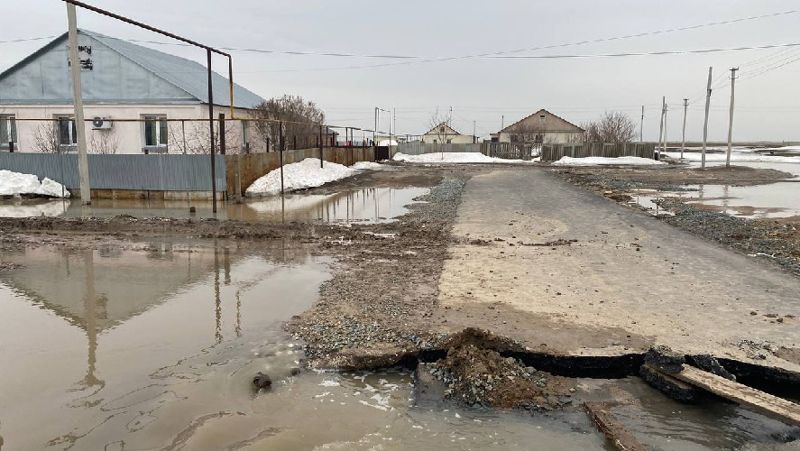 талые воды, подтопили дома в области, западный Казахстан
