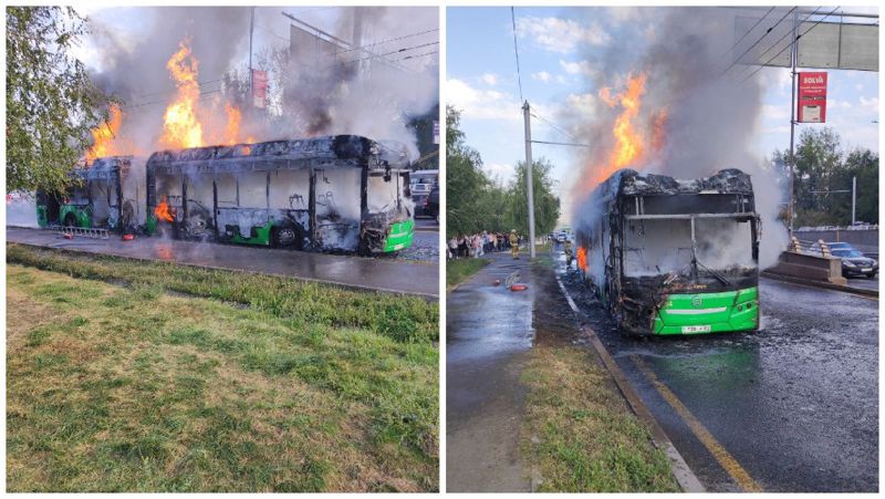 Алматы, автобус, пожар