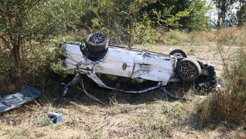 Перевернутая Toyota Camry ДТП в Алматинской области