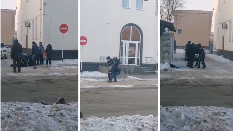 Полиция задерживает Задержание в Рудном